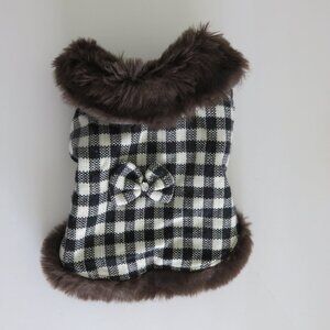 (#Z) Dog lined plaid Fur coat size M